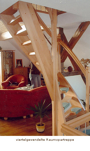 viertelgewendelte Raumspartreppe