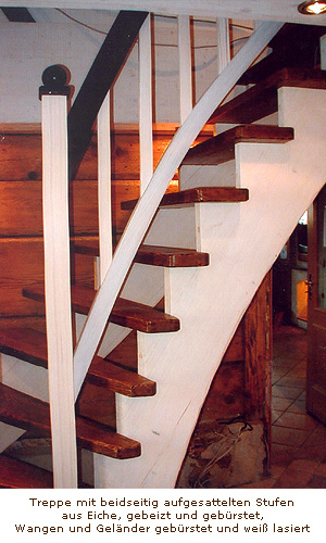Treppe mit beidseitig aufgesattelten Stufen